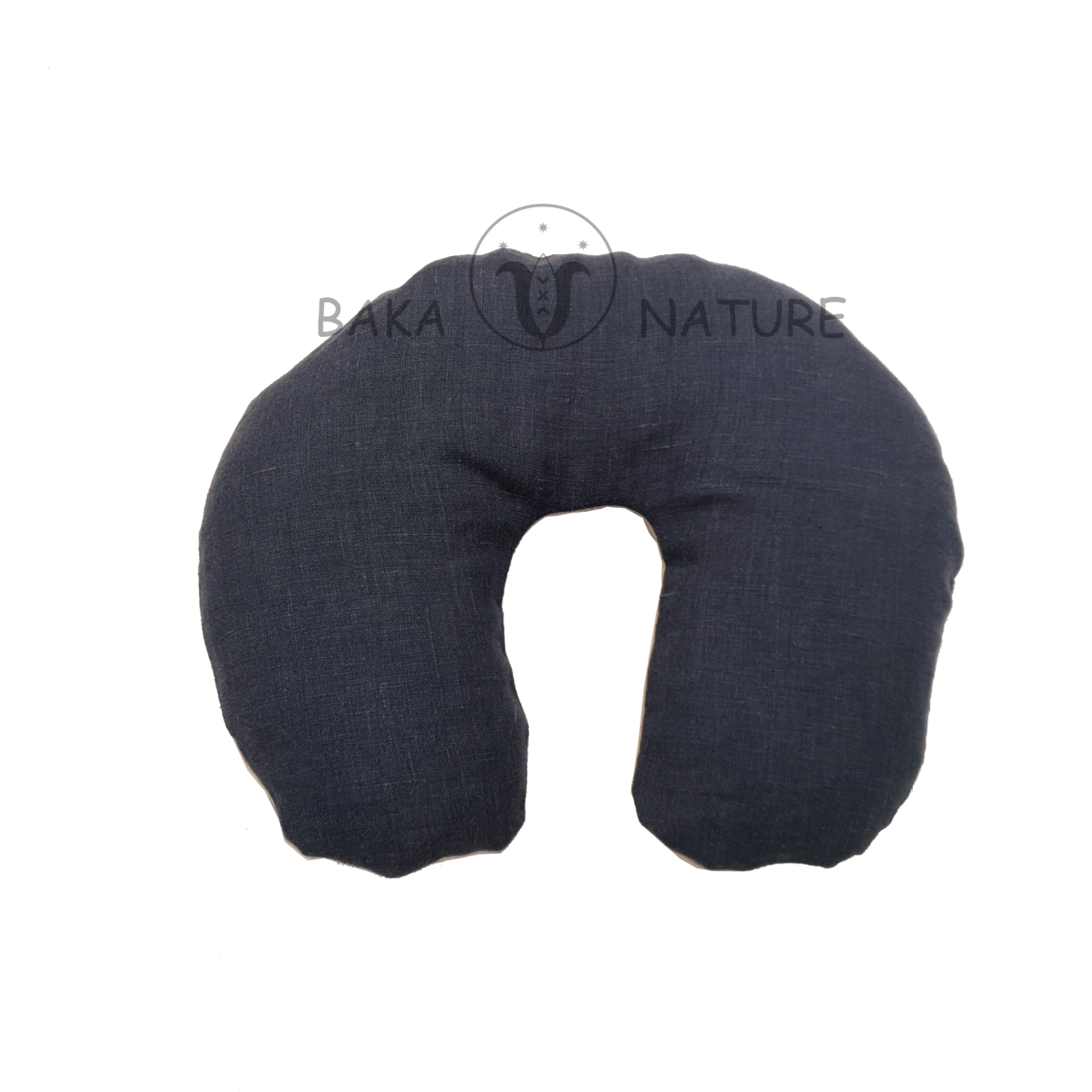 BAKA NATURE Cestovný Krčný vankúš PODKOVA  35cm x 30cm v ĽANE   - Farba: modrá